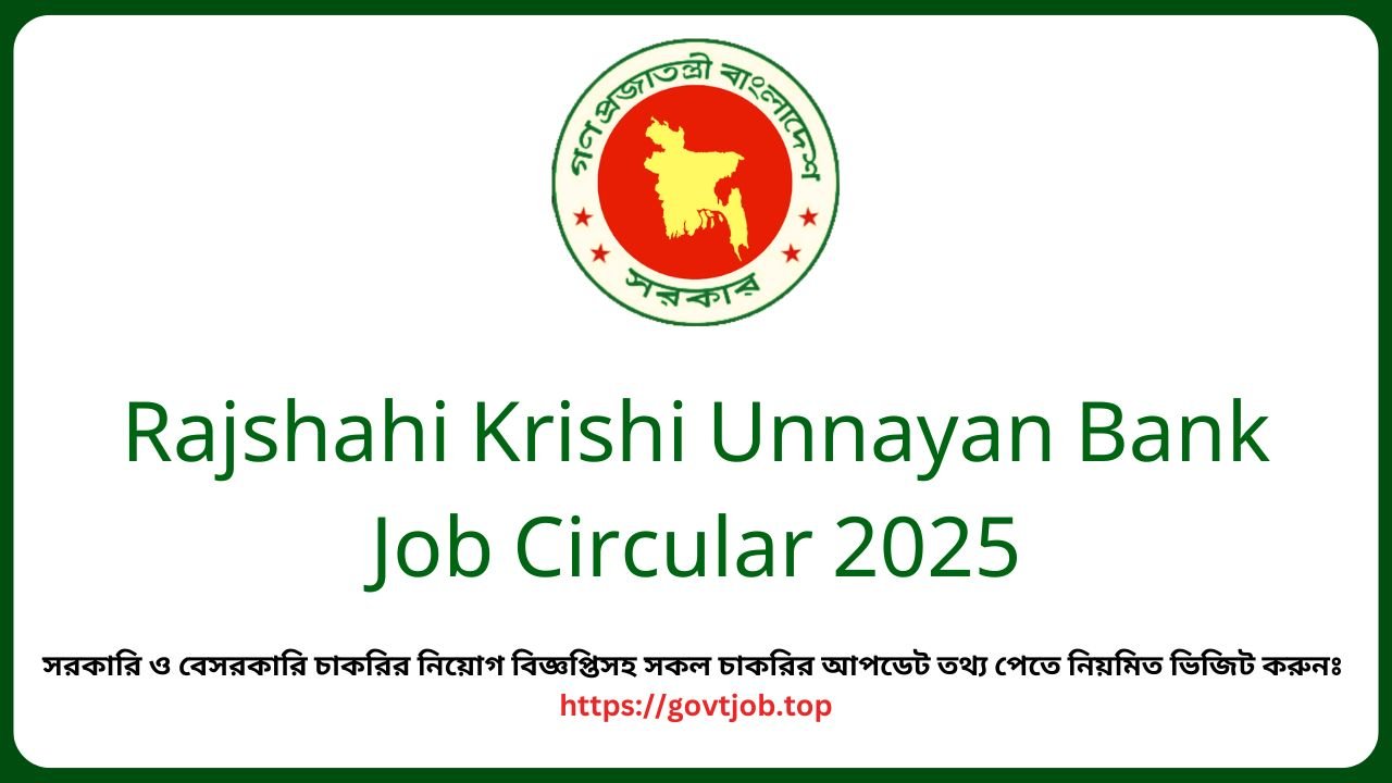 Rajshahi Krishi Unnayan Bank Job Circular 2025